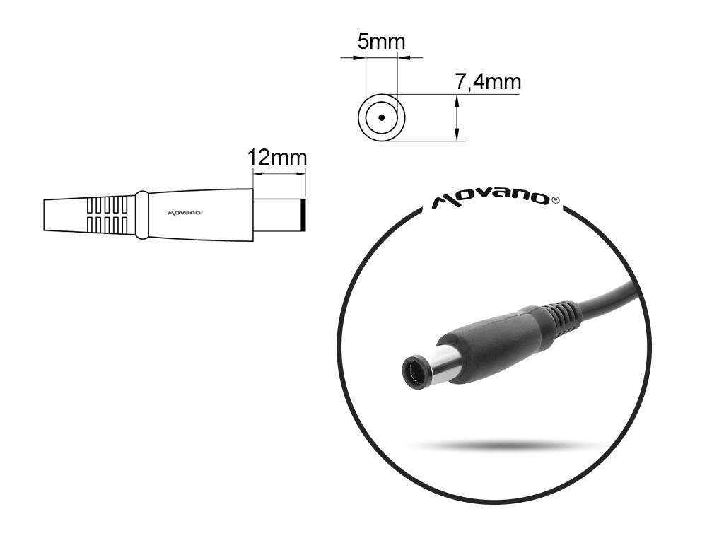 Zasilacz Movano 19v 4.74a (7.4x5.0 pin) 90W z wyjsciem USB - HP, Compaq
