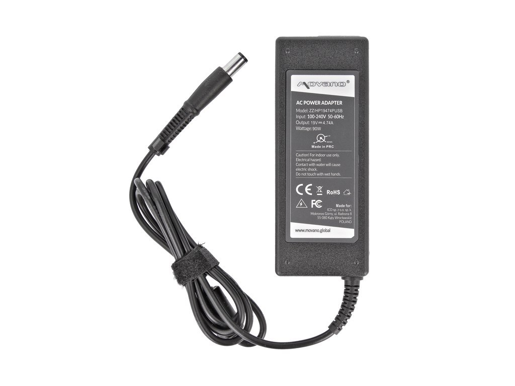 Zasilacz Movano 19v 4.74a (7.4x5.0 pin) 90W z wyjsciem USB - HP, Compaq