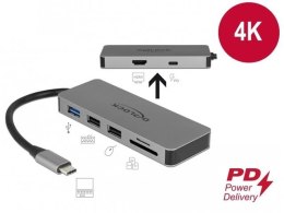 Delock Replikator portów Delock USB Type-C -> HDMI, USB 3.0, 2x USB 2.0, PD 2.0, czytnik SD, USB type-C
