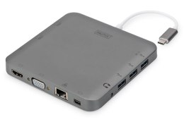 Digitus Stacja dokująca DIGITUS USB Typ C 11-portów Dual Monitor 4K 30Hz PD 2.0 HQ aluminiowa