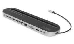 Digitus Stacja dokująca DIGITUS USB Typ C 12 portów Dual Monitor 4K 30Hz PD 3.0 RJ45 SD VGA HQ aluminiowa