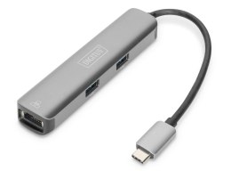 Digitus Stacja dokująca DIGITUS USB Typ C 5 portów 4K 30Hz HDMI 3x USB3.0 RJ45 srebrna