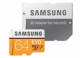 Samsung Karta pamięci Samsung 64GB MicroSDXC Evo zapis 20MB/s odczyt 48MB/s + adapter SD