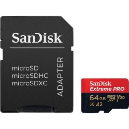 SanDisk Karta pamięci MicroSDXC SanDisk EXTREME PRO 64GB 170/90 MB/s A2 C10 V30 UHS-I U3