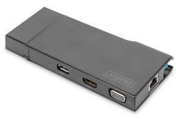 Digitus Stacja dokująca DIGITUS USB Typ A 7-portów, 4K 30Hz, HDMI, VGA, 2x USB 3.0, SD microSD, RJ45