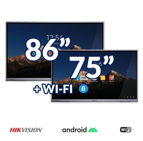 HIKVISION Zestaw interaktywny (wariant 3) Monitor interaktywny HIKVISION 86" 4K + 75" 4K z Androidem 8.0, WiFi, Bluetooth