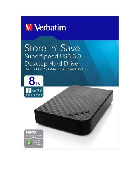 VERBATIM Dysk zewnętrzny Verbatim 8TB 3.5" Store 'n' Save 2Gen czarny USB 3.0