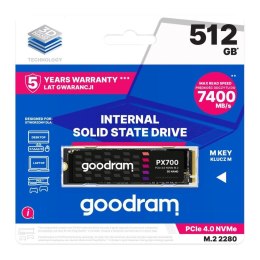 Goodram Dysk SSD GOODRAM PX700 512GB PCIe NVMe M.2 2280 (7400/6500) RETAIL