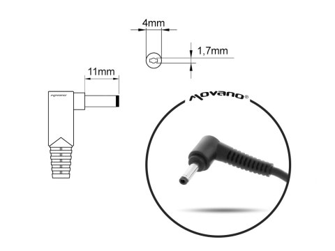 Zasilacz samochodowy Movano 20v 2.25a (4.0x1.7) 45W do Lenovo Zasilacz samochodowy Movano 20v 2.25a (4.0x1.7) 45W do Lenovo