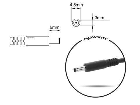 Zasilacz Movano 19.5v 2.31a (4.5x3.0 pin) 45W do Dell Zasilacz Movano 19.5v 2.31a (4.5x3.0 pin) 45W do Dell