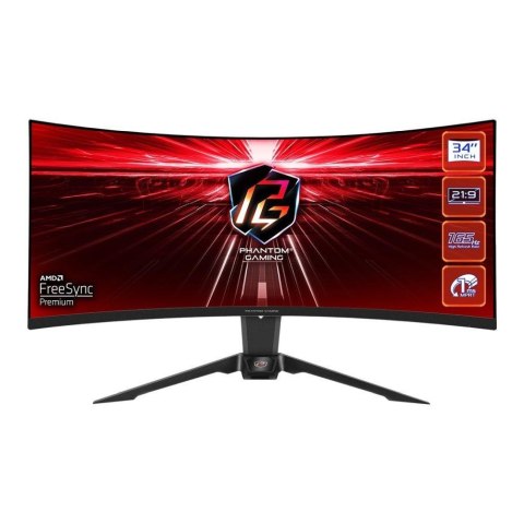 Asrock Monitor ASRock 34" Curved Phantom Gaming Monitor PG34WQ15R2B 2xHDMI DP WiFi głośniki 2x2W