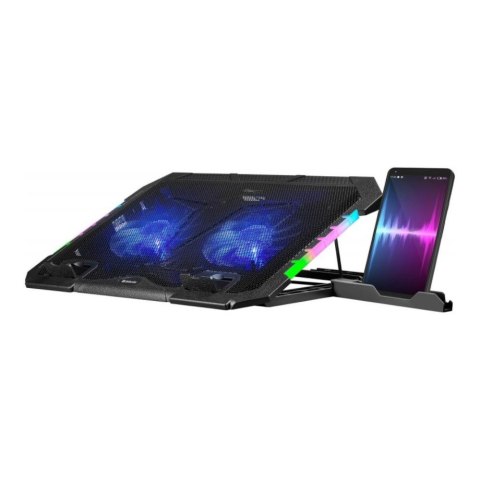 Defender Podstawka chłodząca Defender NS-502 laptop notebook 15.6-17.3" 2xUSB 2 fans podświetlenie RGB + uchwyt smartfon