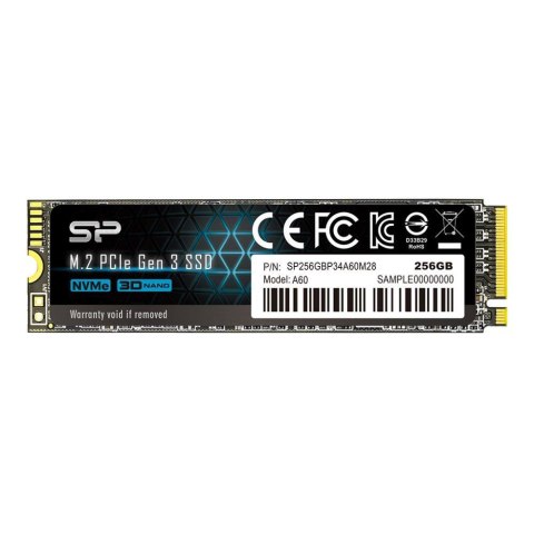 SILICON POWER Dysk SSD Silicon Power A60 256GB PCIe Gen3x4 NVMe (2200/1600 MB/s) 2280 BULK