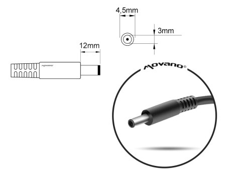 Zasilacz samochodowy Movano 19.5v 4.62a (4.5x3.0 pin) 90W do Dell Zasilacz samochodowy Movano 19.5v 4.62a (4.5x3.0 pin) 90W do Dell