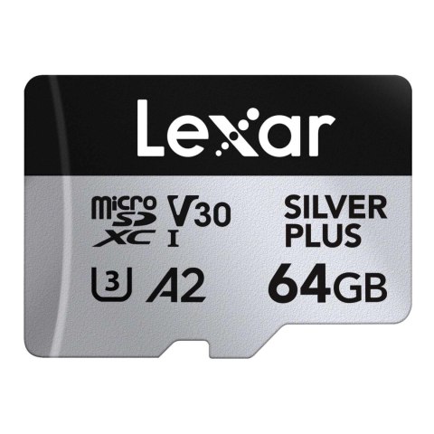 Lexar Karta pamięci Lexar microSDXC Silver Plus 64GB V30 UHS-I U3 A2 205/100MB/s