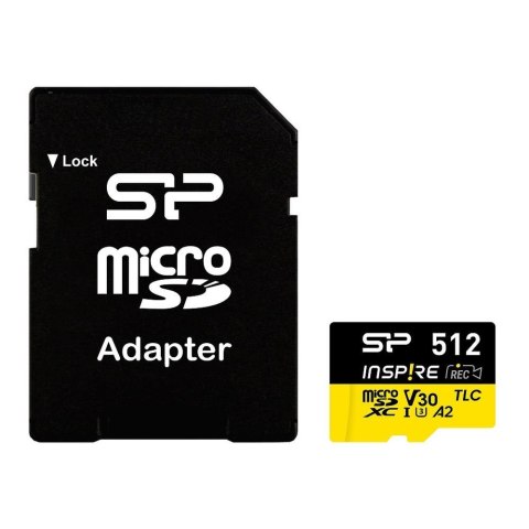 Silicon Power Karta pamięci Silicon Power microSDXC Inspire 512GB V30 UHS-I U3 A2 4K DDR200 170/150MB/s TLC + adapter Silicon Power Karta pamięci Silicon Power microSDXC Inspire 512GB V30 UHS-I U3 A2 4K DDR200 170/150MB/s TLC + adapter
