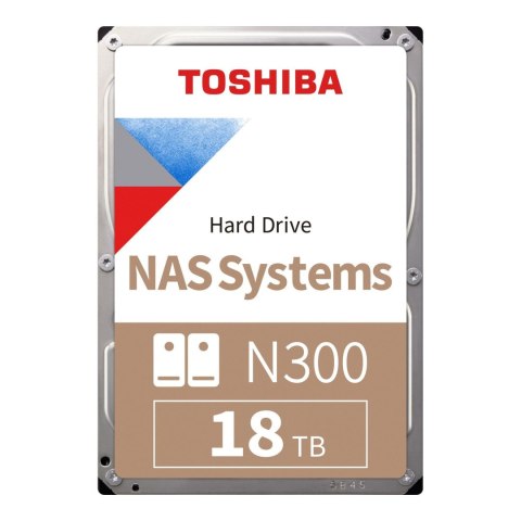 Toshiba Dysk Toshiba N300 HDWG51JUZSVA 18TB 3,5" 7200 512MB SATA III NAS BULK