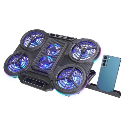Rampage Podstawka chłodząca Rampage PROTE R6 pod laptopa 10-17", RGB, regulowana