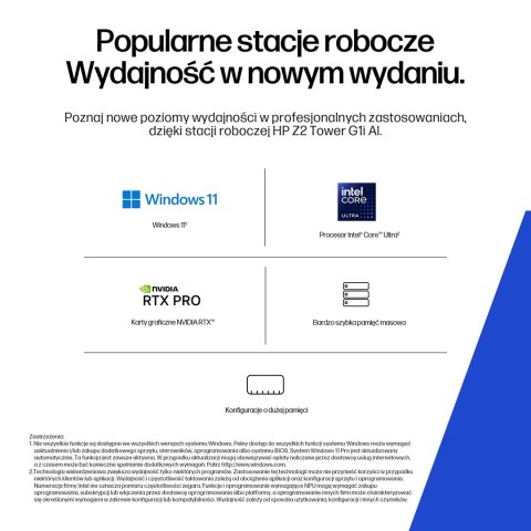HP Z2 Tower G1i Workstation Ultra 7 265 vPro 32GB DDR5 5600 SSD1TB RTX A1000_8GB DVD-RW 700W W11Pro 3Y OnSite