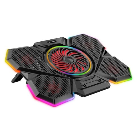 Rampage Podstawka chłodząca Rampage S47 pod laptop 12-17" COOLFLOW RGB regulowana czarna