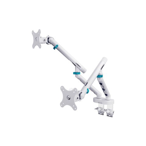 Digitus Ramię biurkowe podwójne DIGITUS z zaciskiem i sprężyną mechaniczną, 2x LCD max.35" 2x10kg, VESA: 75x75, 100x100, Białe