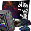 Zestaw KOMPUTER GAMINGOWY RYZEN 5 16GB RAM 1TB SSD + Monitor do gier 24 WiFi
