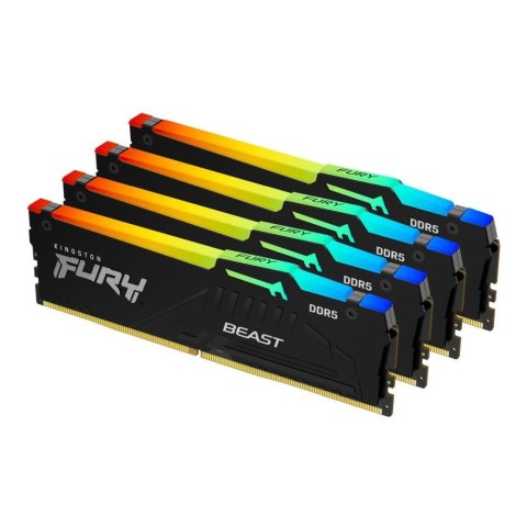 Kingston Pamięć DDR5 Kingston FURY Beast RGB 64GB (4x16GB) 5600MHz CL40 1,25V Black XMP