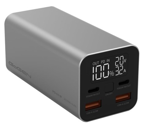 GoGEN Powerbank GoGEN PB200009S 20000 mAh PD 65W srebrny