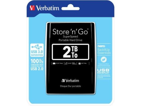 VERBATIM Dysk zewnętrzny Verbatim 2TB Store 'n' Go 2.5" 5400 USB 3.0 czarny