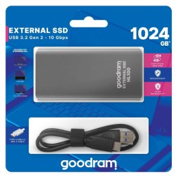 Goodram Dysk SSD zewnętrzny GOODRAM HL100 1TB USB-C (450/420) czarny
