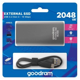 Goodram Dysk SSD zewnętrzny GOODRAM HL100 2TB USB-C (450/420) czarny