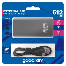Goodram Dysk SSD zewnętrzny GOODRAM HL100 512GB USB-C (450/420) czarny