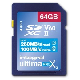 INTEGRAL Karta pamięci SDXC INTEGRAL Ultima Pro X2 260/100MB UHS II V60 64GB