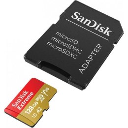 SanDisk Karta pamięci MicroSDXC SanDisk EXTREME 128GB 160/90 MB/s A2 Class 10 V30 UHS-I U3 + adapter