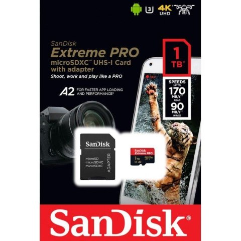 SanDisk Karta pamięci microSDXC SanDisk EXTREME PRO 1TB 170/90 MB/s A2 V30 UHS-I U3 + Adapter
