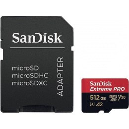 SanDisk Karta pamięci microSDXC SanDisk EXTREME PRO 512GB 170/90 MB/s A2 C10 V30 UHS-I U3 + adapter